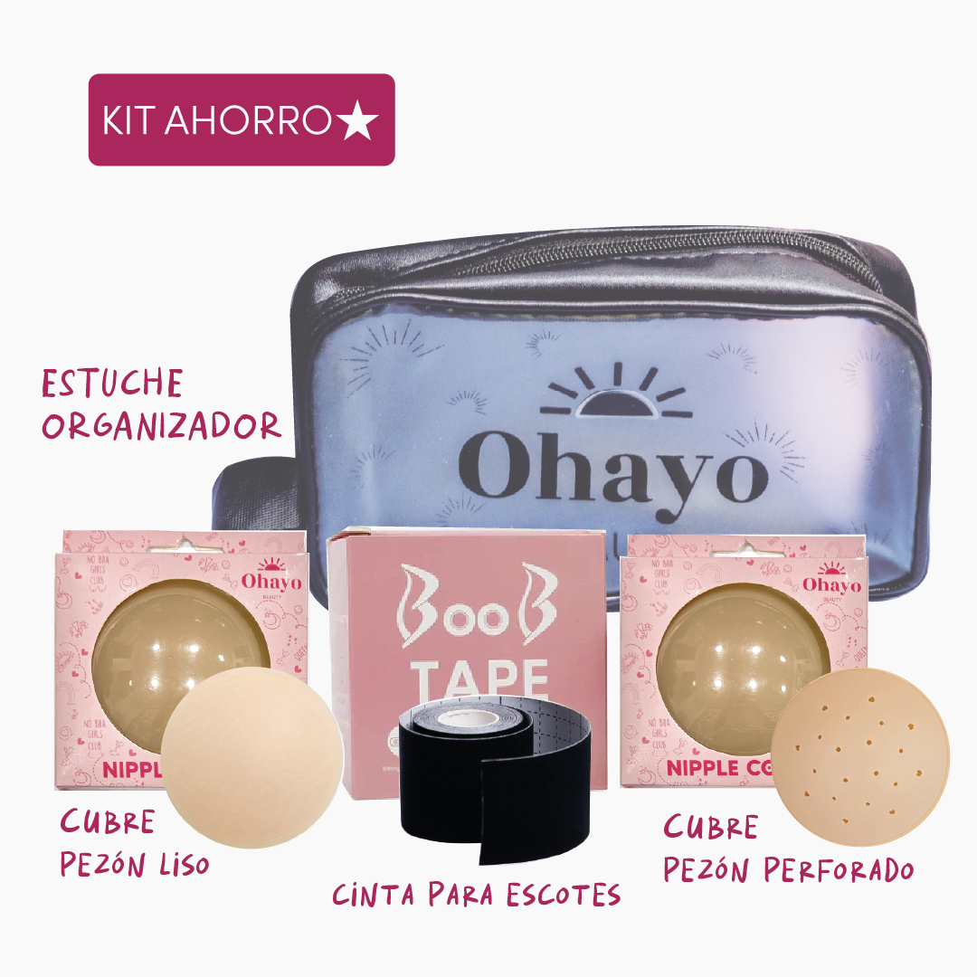 Kit Cubrepezones + Cinta + Cosmetiquera