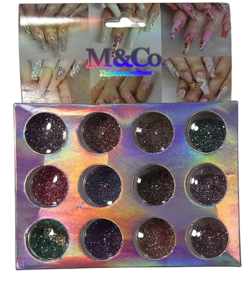 Decoración Multiusos escarchada tonos oscuros – Para Uñas, Cara y Cabello