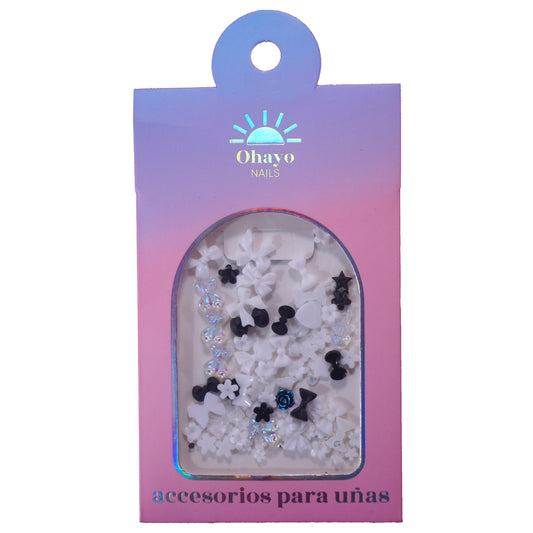 Decoración de uñas 3D lazos, flores y osos