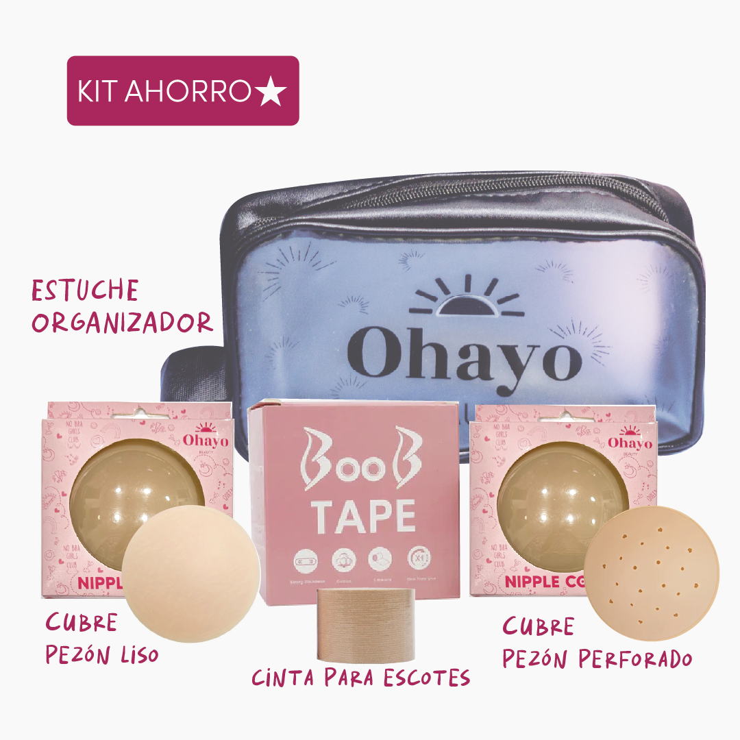 Kit Cubrepezones + Cinta + Cosmetiquera