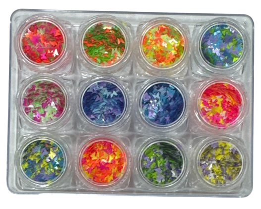 Decoración de mariposas multicolor Para Uñas, Cara y Cabello